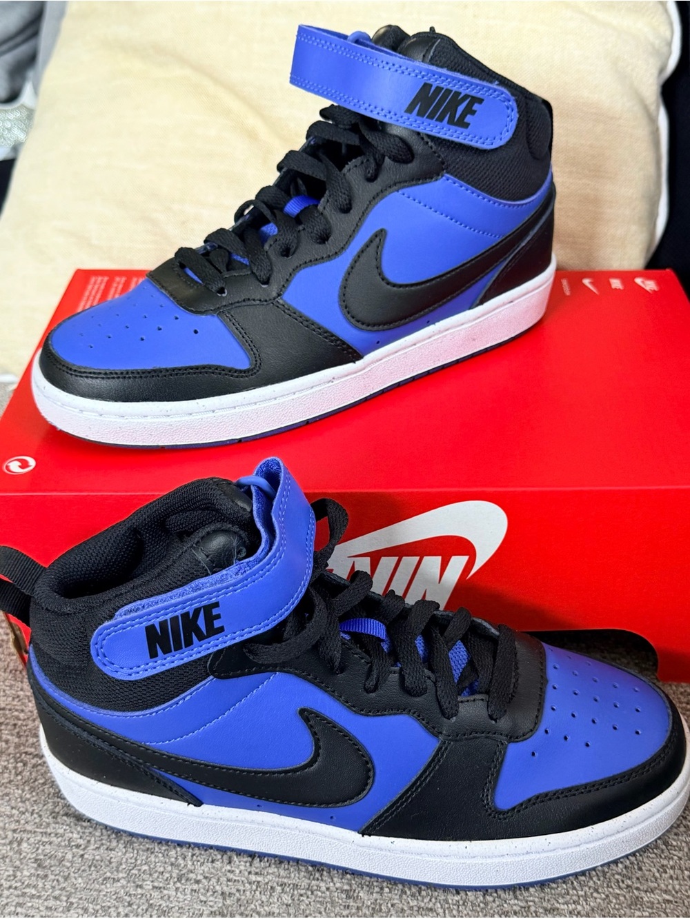 Nike Boys Mid-Top Sneakers - Black & Blue